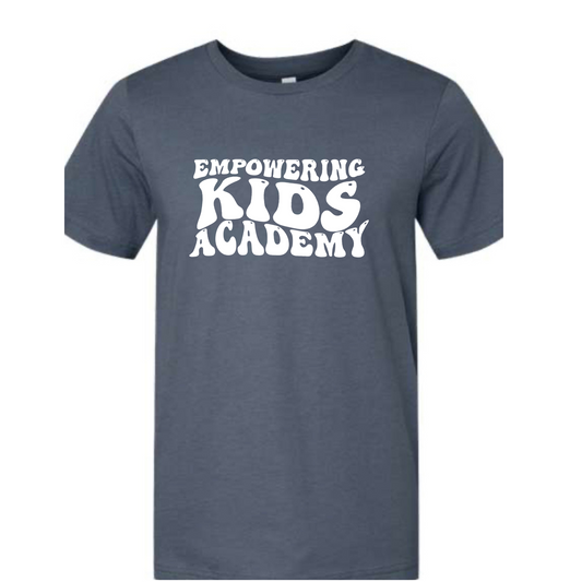 Bubble letters Bella Canvas Denim Blue Tee