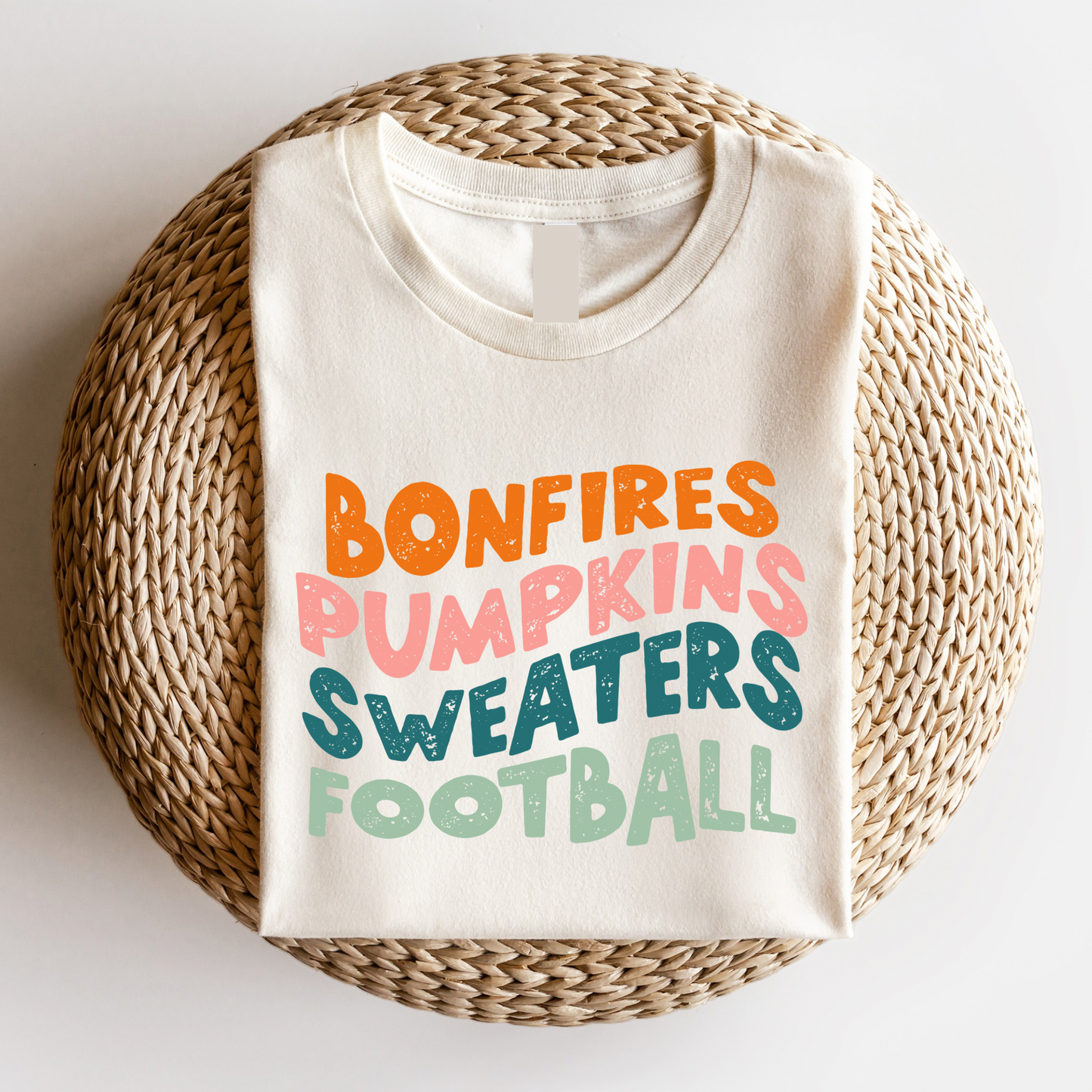 Bonfires Pumpkins Sweaters Football Tee