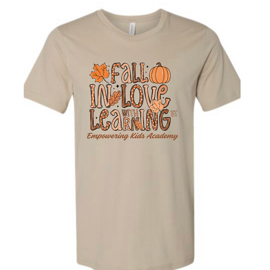 Fall in Love with learning Bella Canvas Tan Tee
