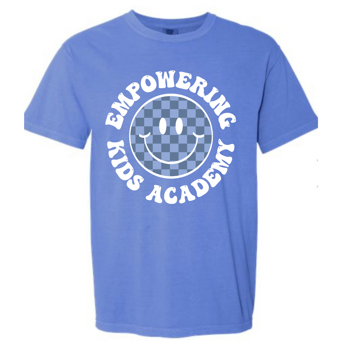 Smiley Face Comfort Color Flo Blue Tee