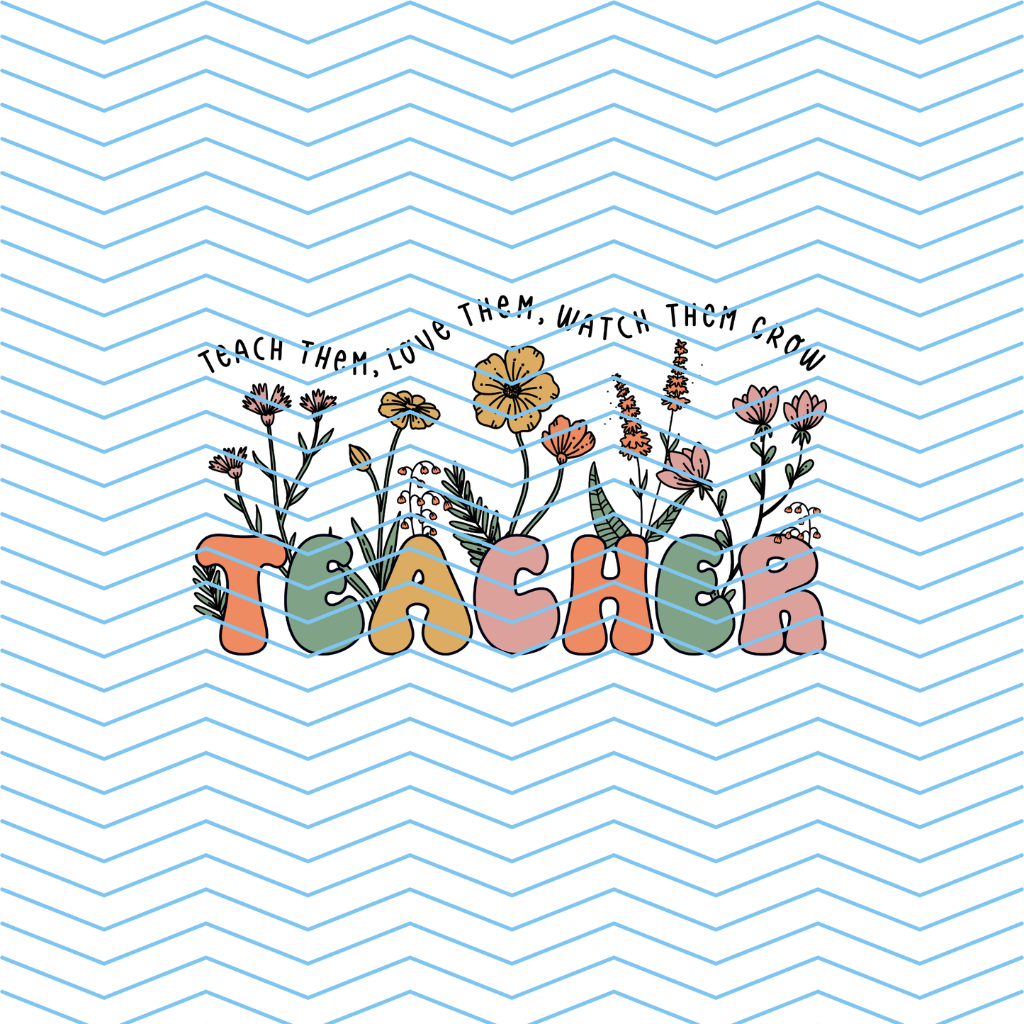 Floral Teacher DTF Print