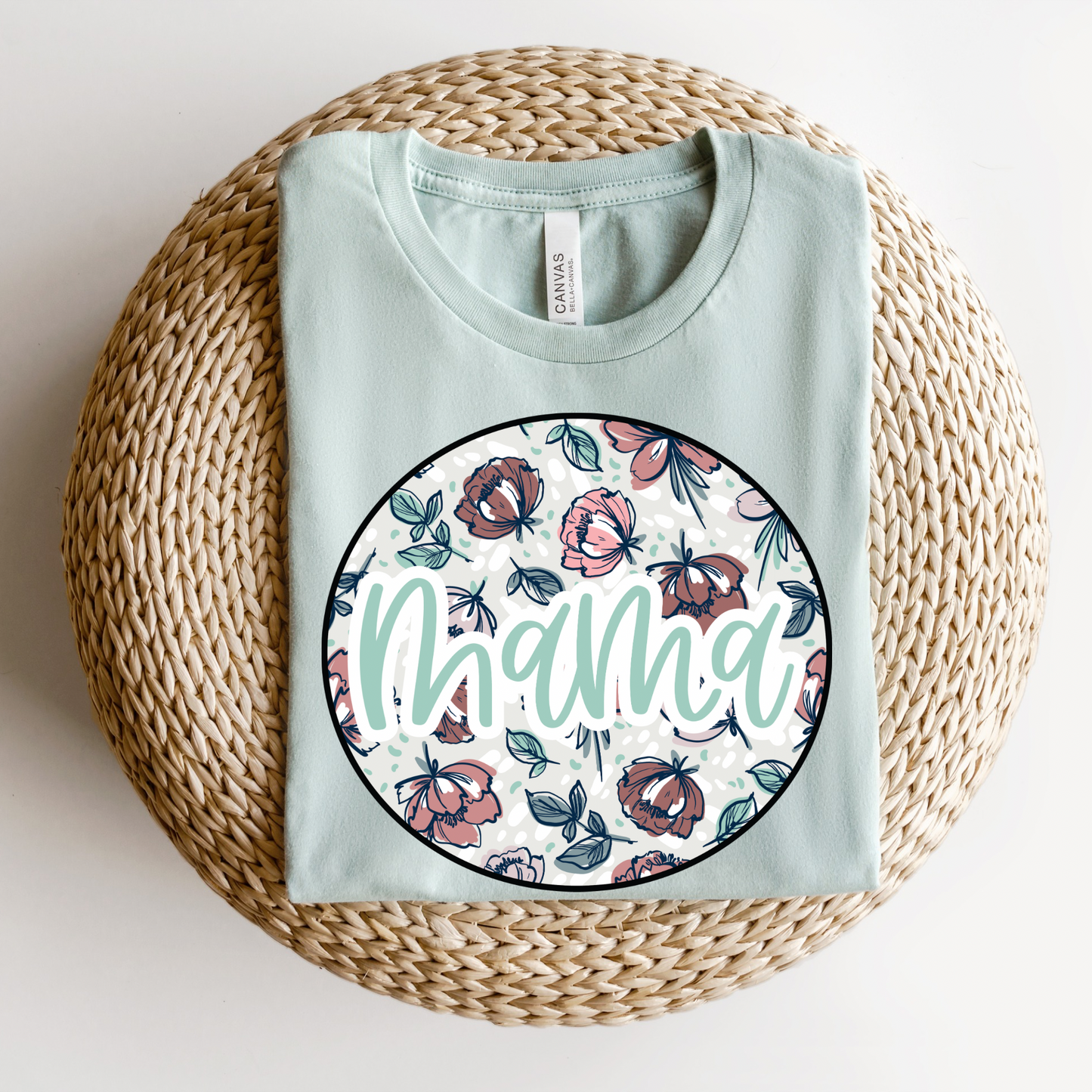 Mama Eggshell Blue Floral Tee