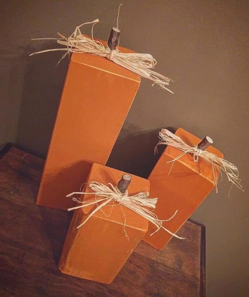 3pc. Wooden Pumpkin Block Set