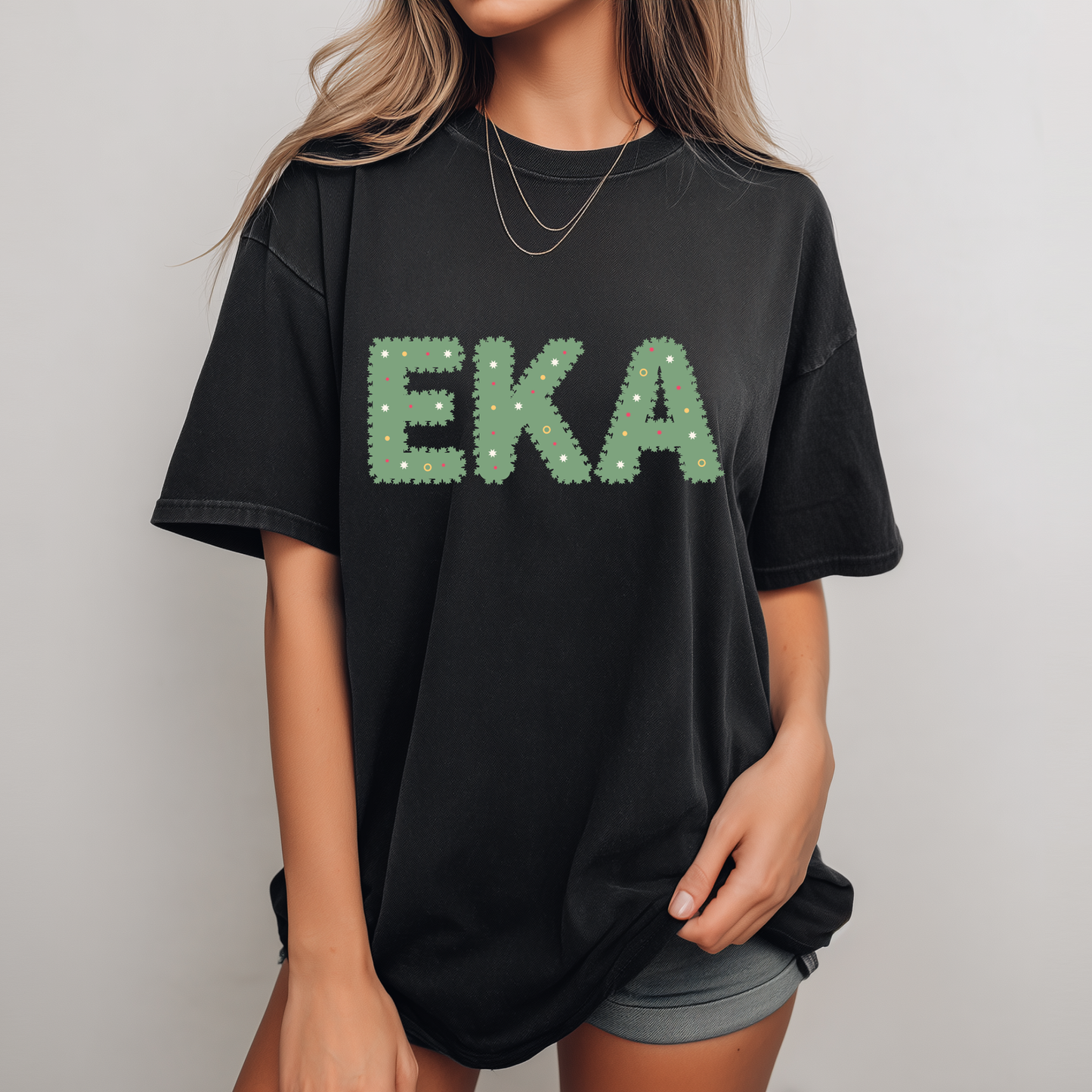 Vintage Green EKA on Black Tee