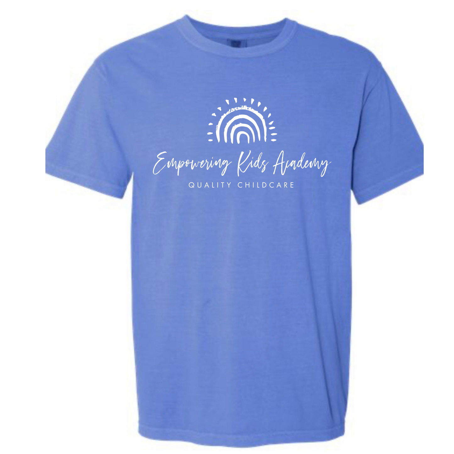 EKA logo Comfort Color Flo Blue Tee