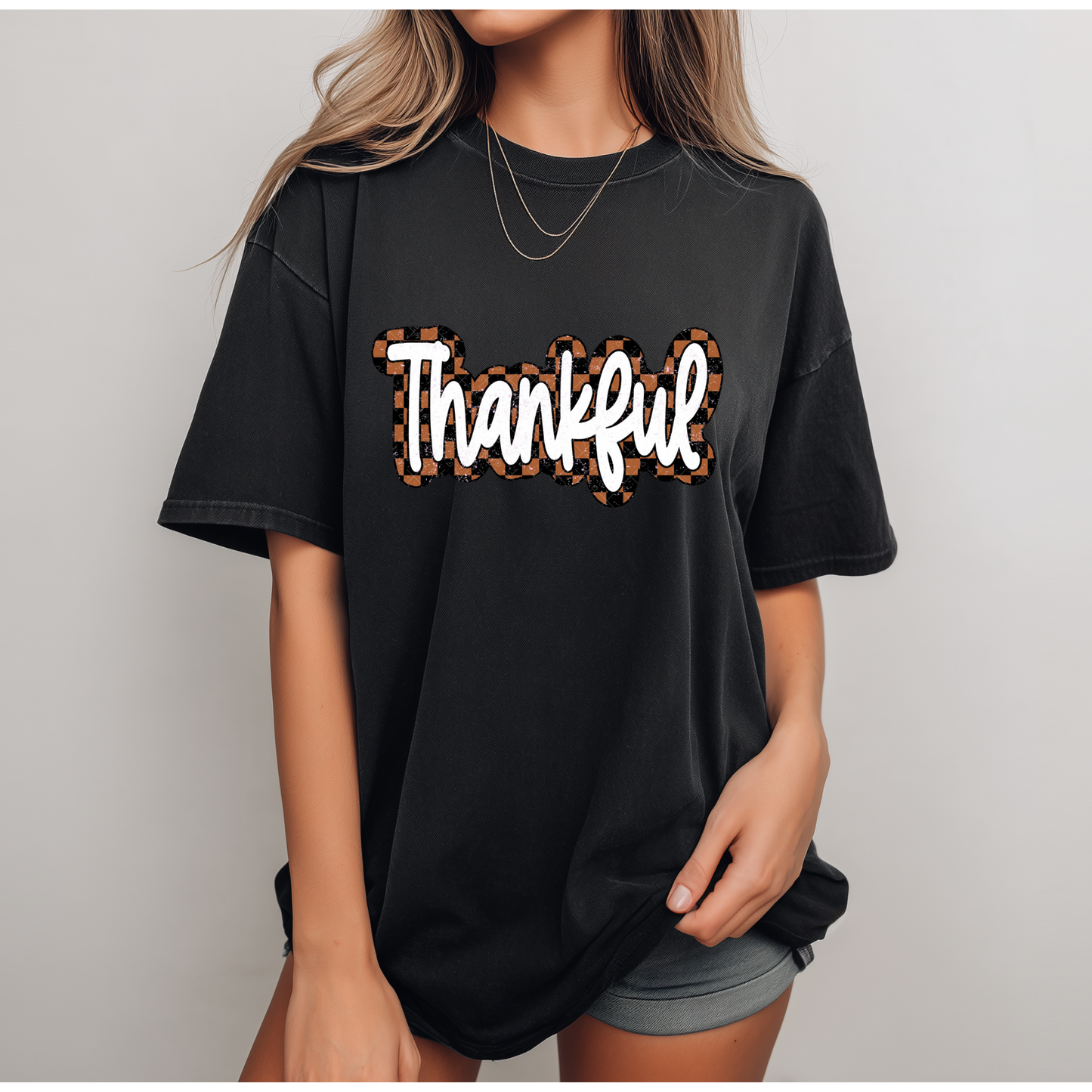 Checkered Thankful Tee