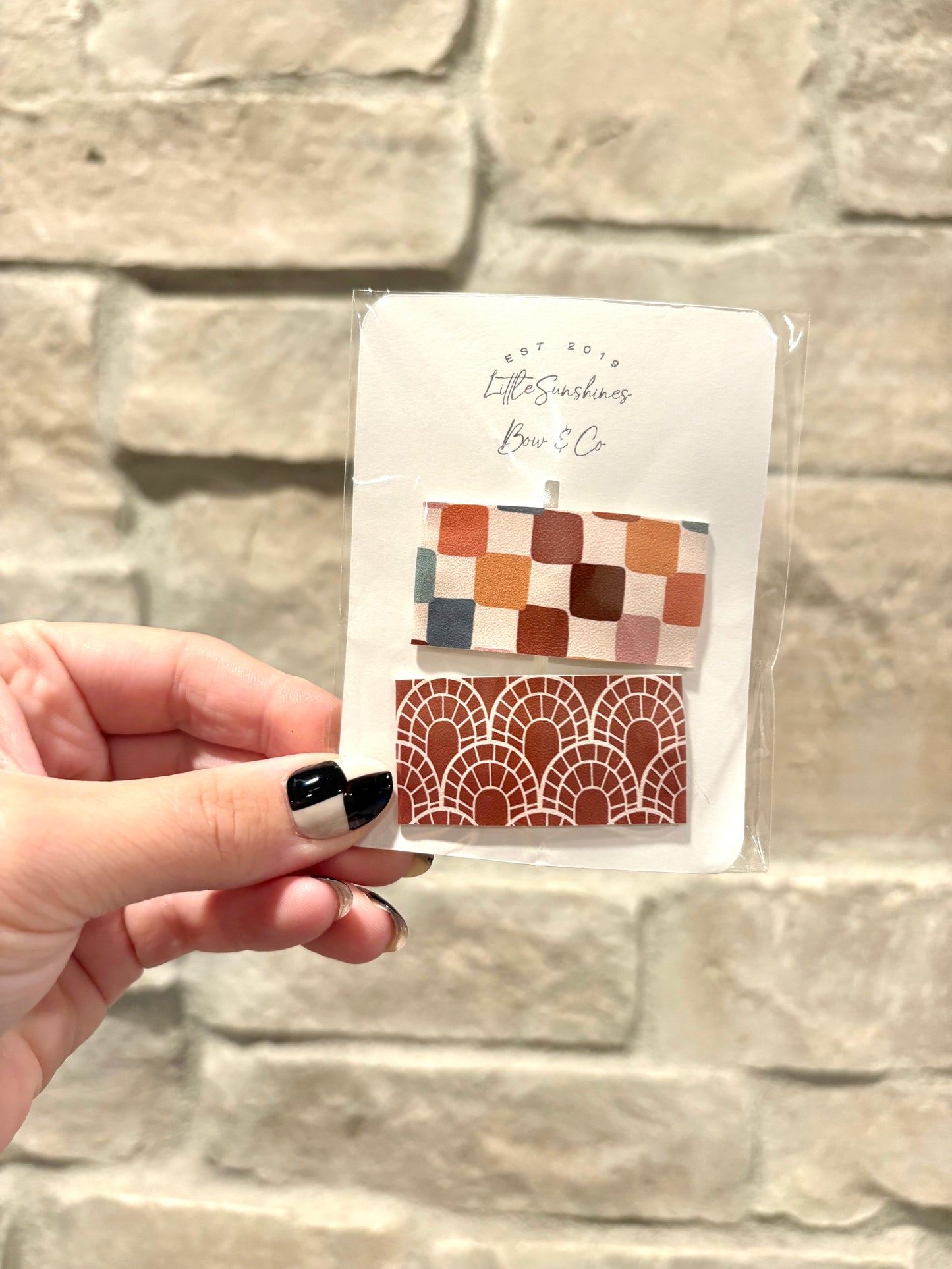 Checkered and Scalloped Hair Clip Pack