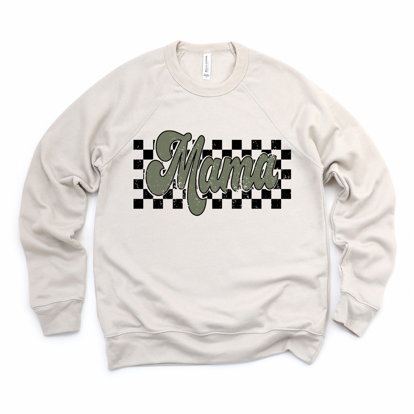 Mama Green Checkered Specialty Crewneck