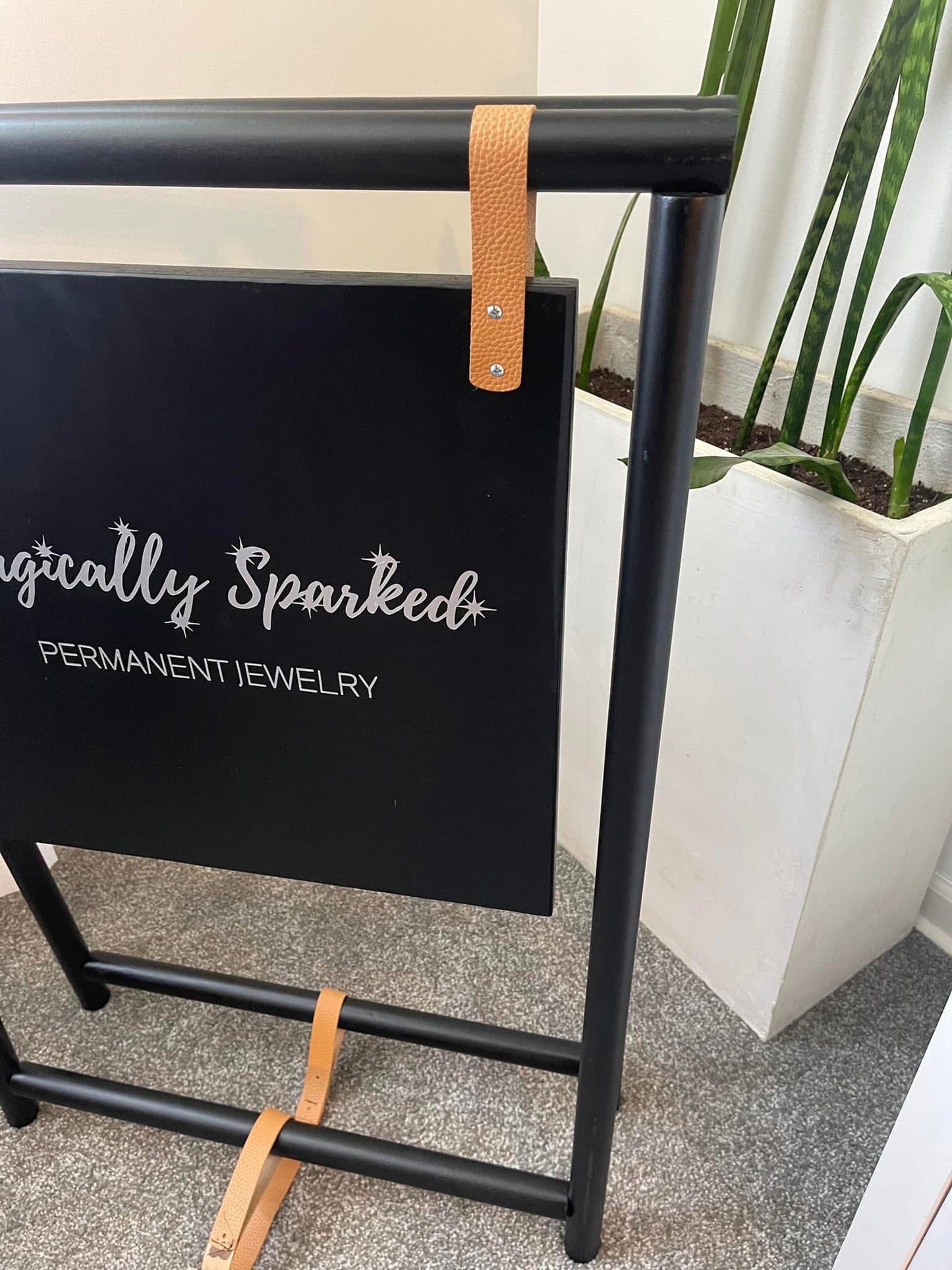 Black and Leather Double sided Business Sign