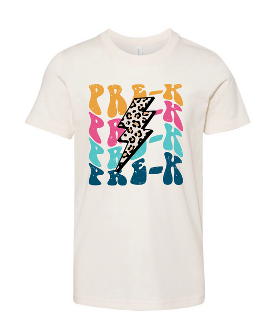 KG- 6th grade Cheetah Lightning Bolt Tee