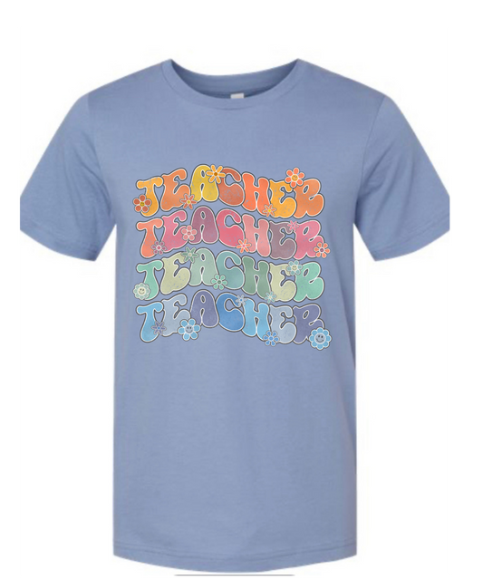Retro Teacher Lavender Blue Tee