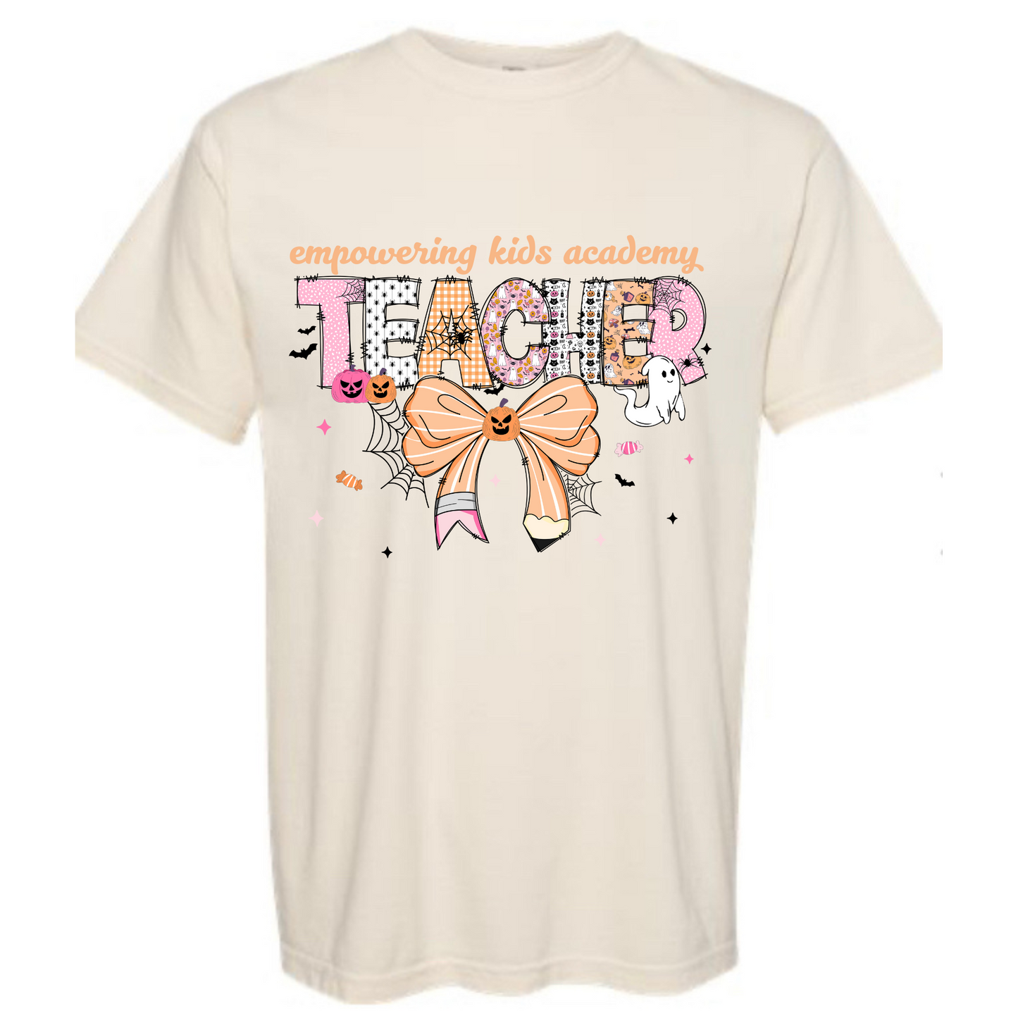 Teacher Bow Comfort Color Natural Tee