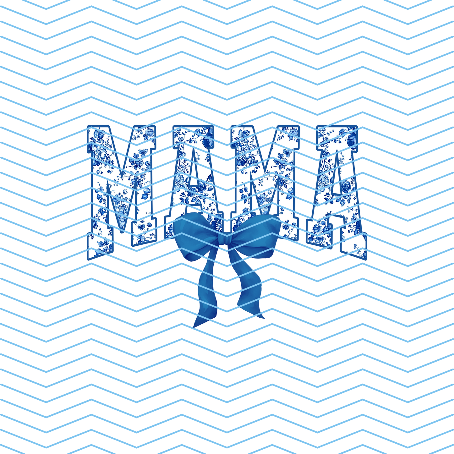 Mama Blue Bow DTF Print