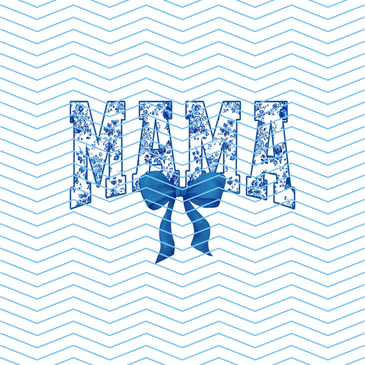 Mama Blue Bow DTF Print