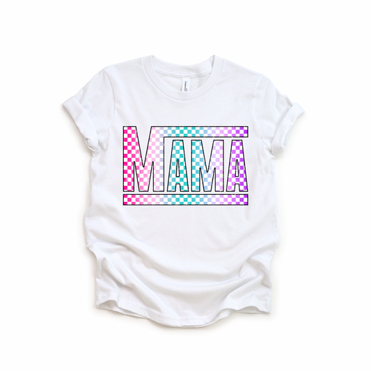 Multi-colored Checkered Mama Tee
