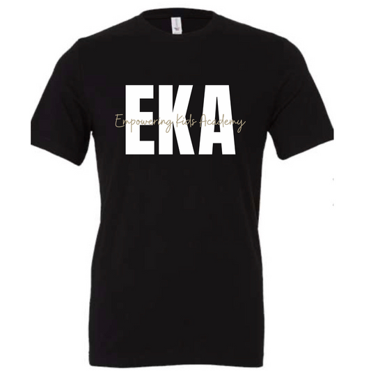 White and Tan Overlay logo Bella + Canvas Black Tee