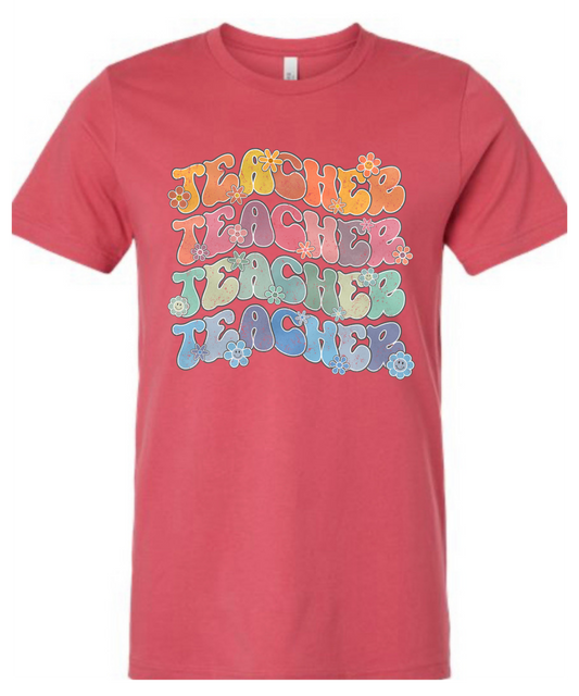 Retro Teacher Vintage Red Tee