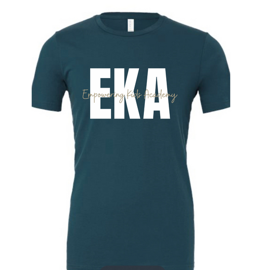 White and Tan Overlay logo Bella + Canvas Deep Teal Tee
