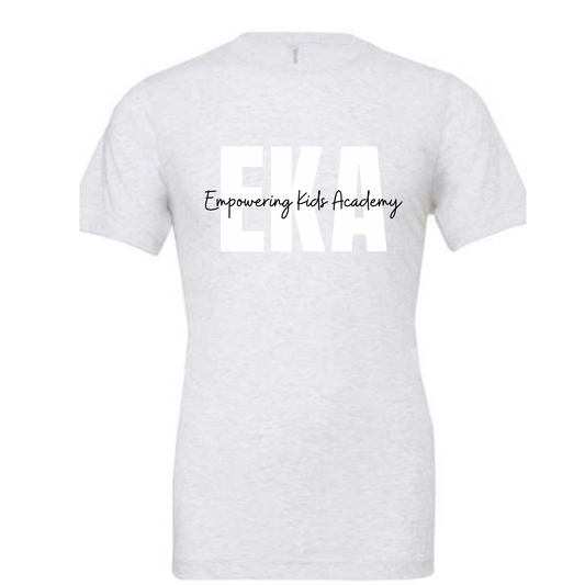 White and Black Overlay logo Bella + Canvas Ash Tee