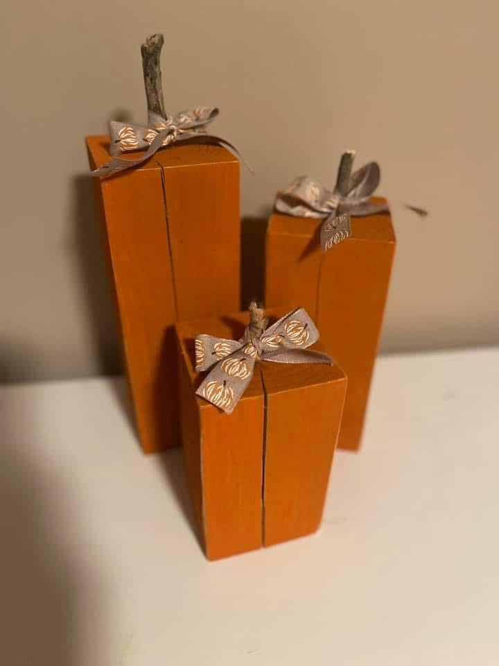 3pc. Wooden Pumpkin Block Set