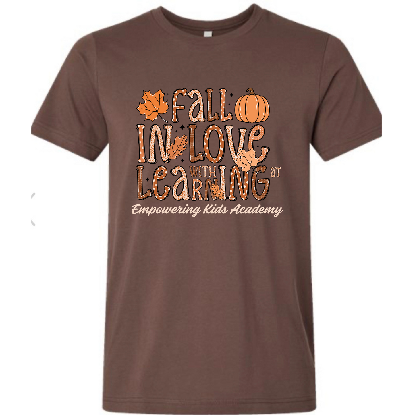 Fall in Love with learning Bella Canvas Brown Tee