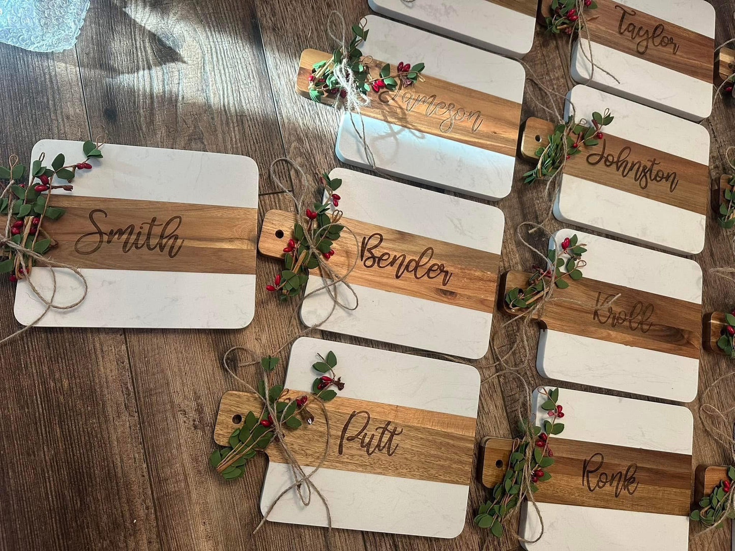 Personalized Marble and Wood Cutting Board