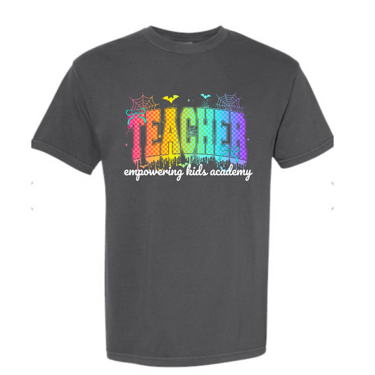 Neon teacher Comfort Color grey Tee