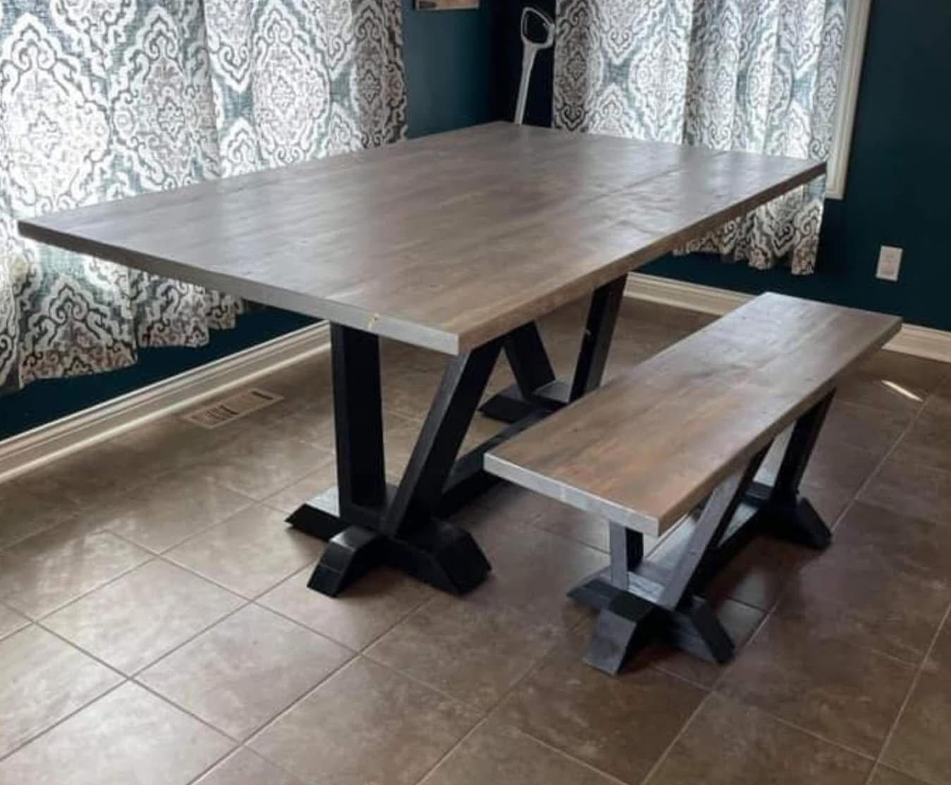 Wooden Dining Table w/ Bench