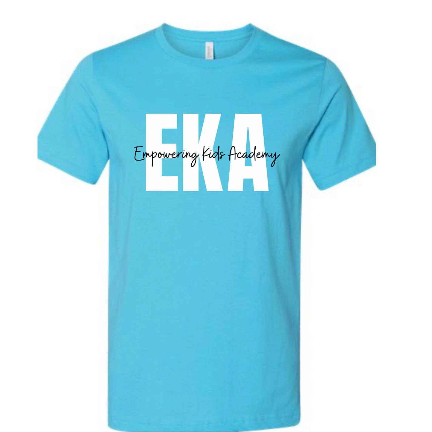 White and Black Overlay logo Bella + Canvas Turquoise Tee